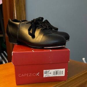 Capezio Leather Black Fluid Tap Dance shoes 6M 6 Med Width Lace Up Tie